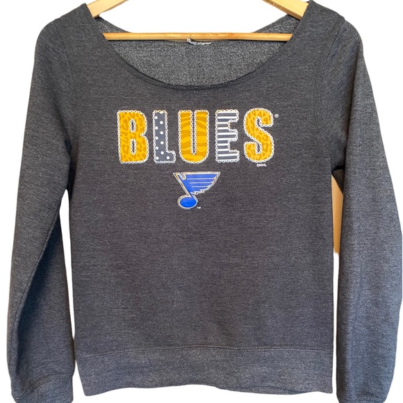 St. Louis Blues Hoodie Mens M Blue Gray Long Sleeve NHL Front Pocket Hockey  New